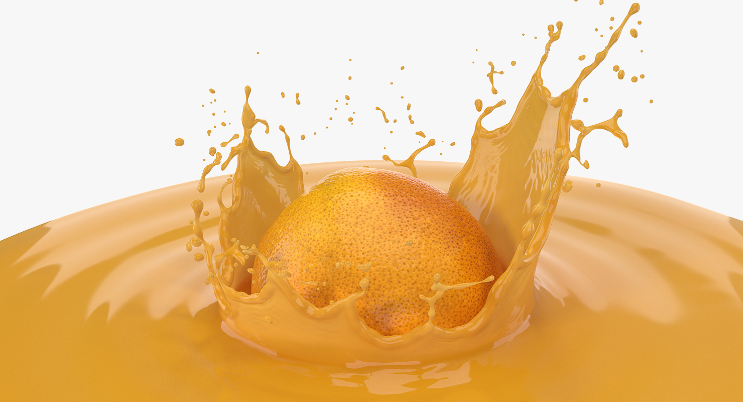 Orange with Juice Splash 3D model
