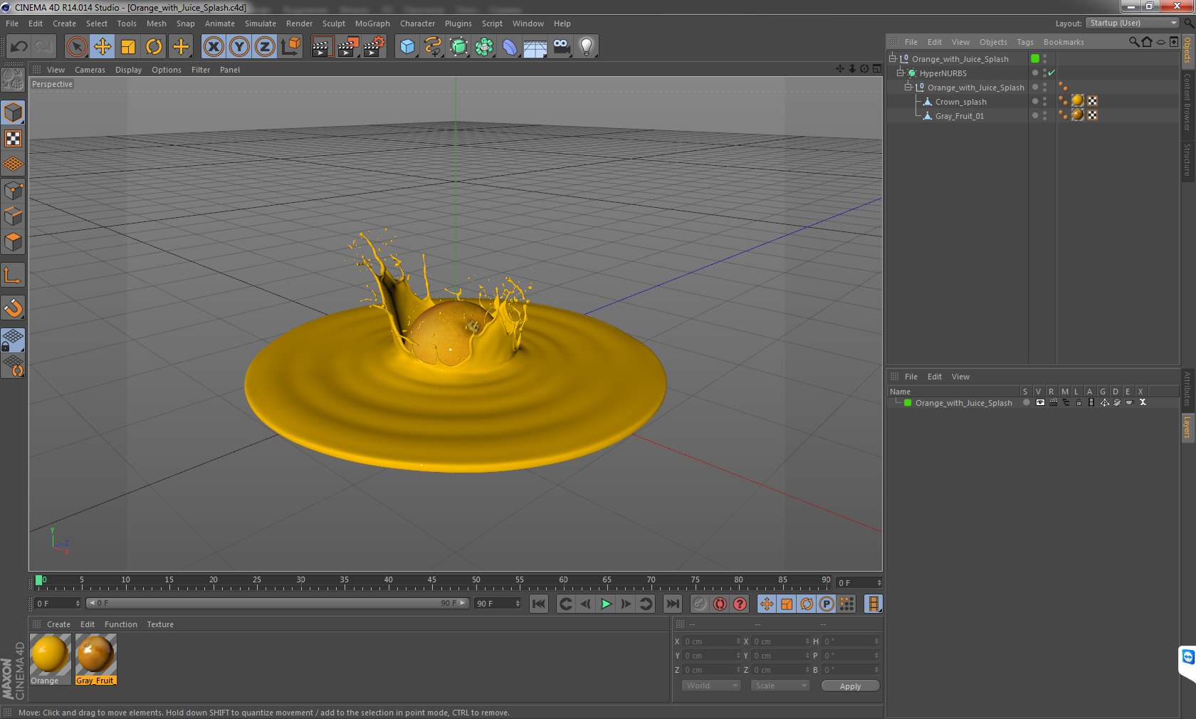 Orange with Juice Splash 3D model