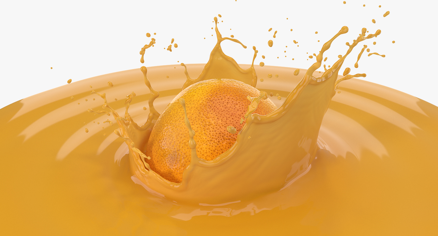 Orange with Juice Splash 3D model