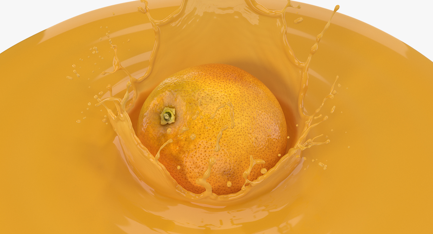 Orange with Juice Splash 3D model