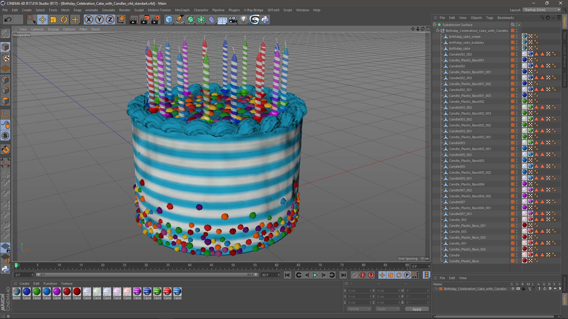 3D Birthday Celebration Cake with Candles model