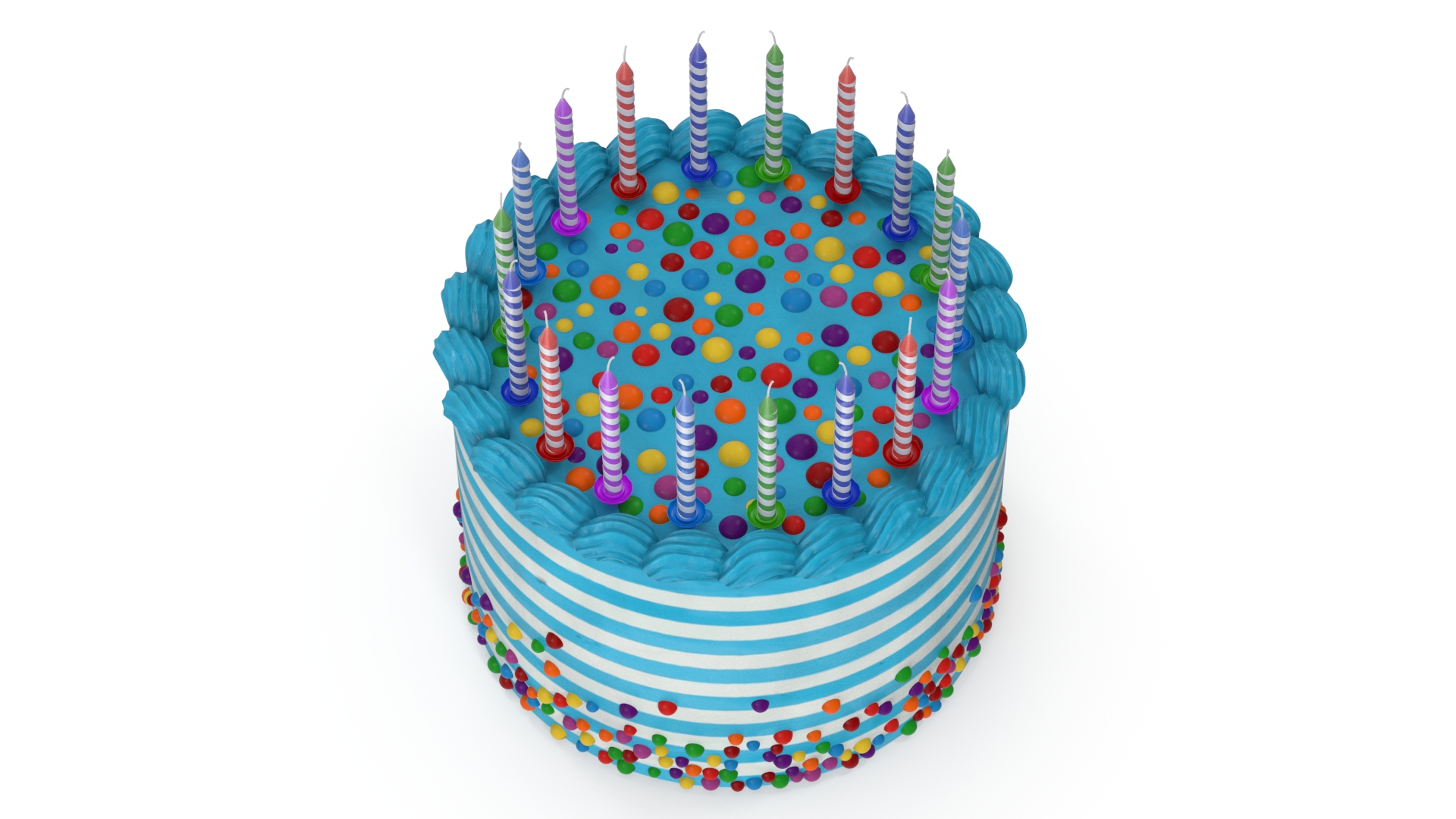 3D Birthday Celebration Cake with Candles model