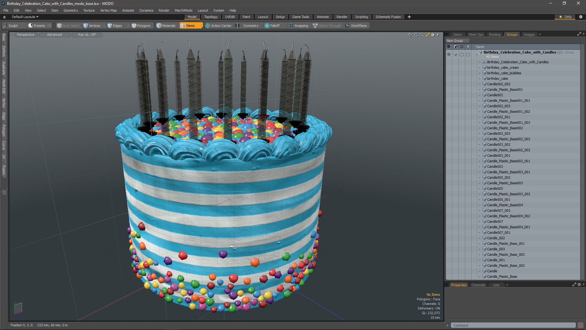 3D Birthday Celebration Cake with Candles model