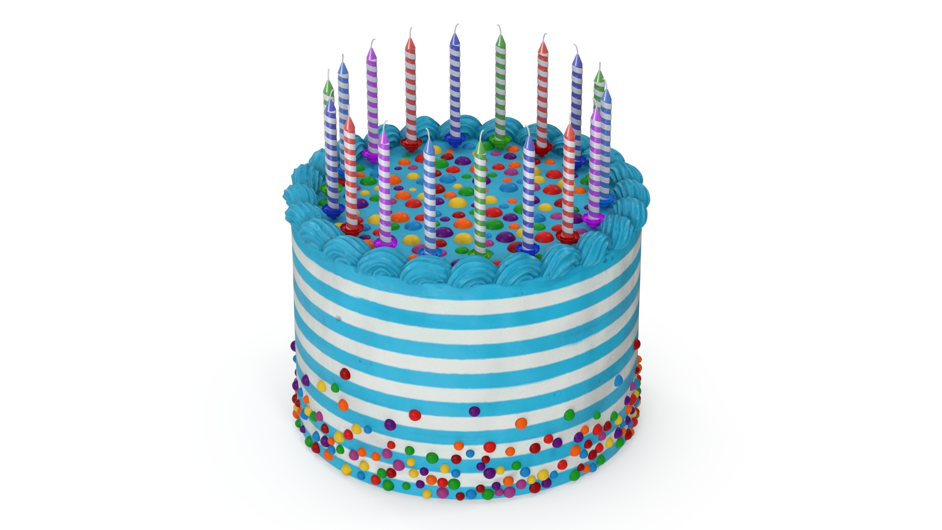 3D Birthday Celebration Cake with Candles model