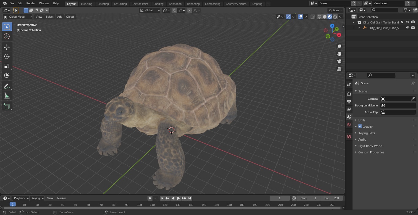 3D Dirty Old Giant Turtle Stand Pose model