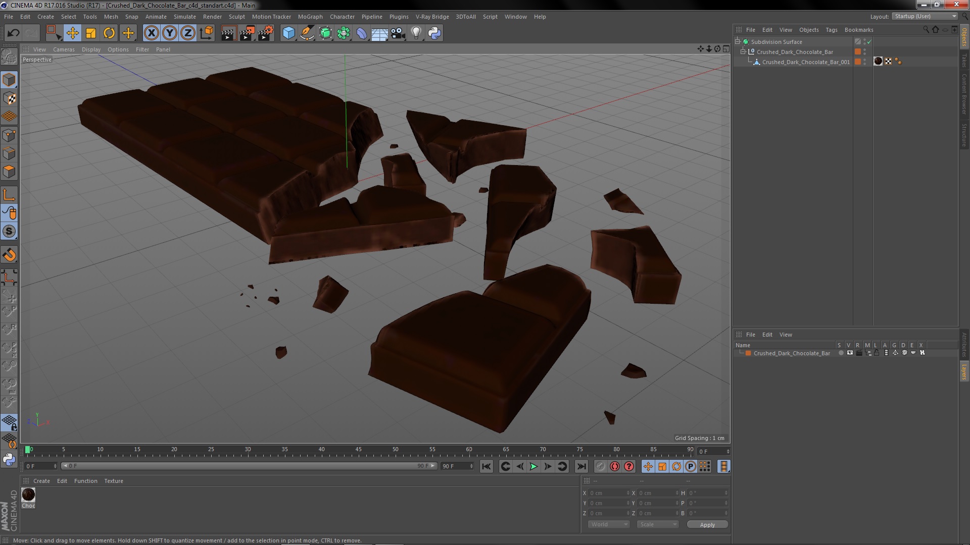 3D Crushed Dark Chocolate Bar