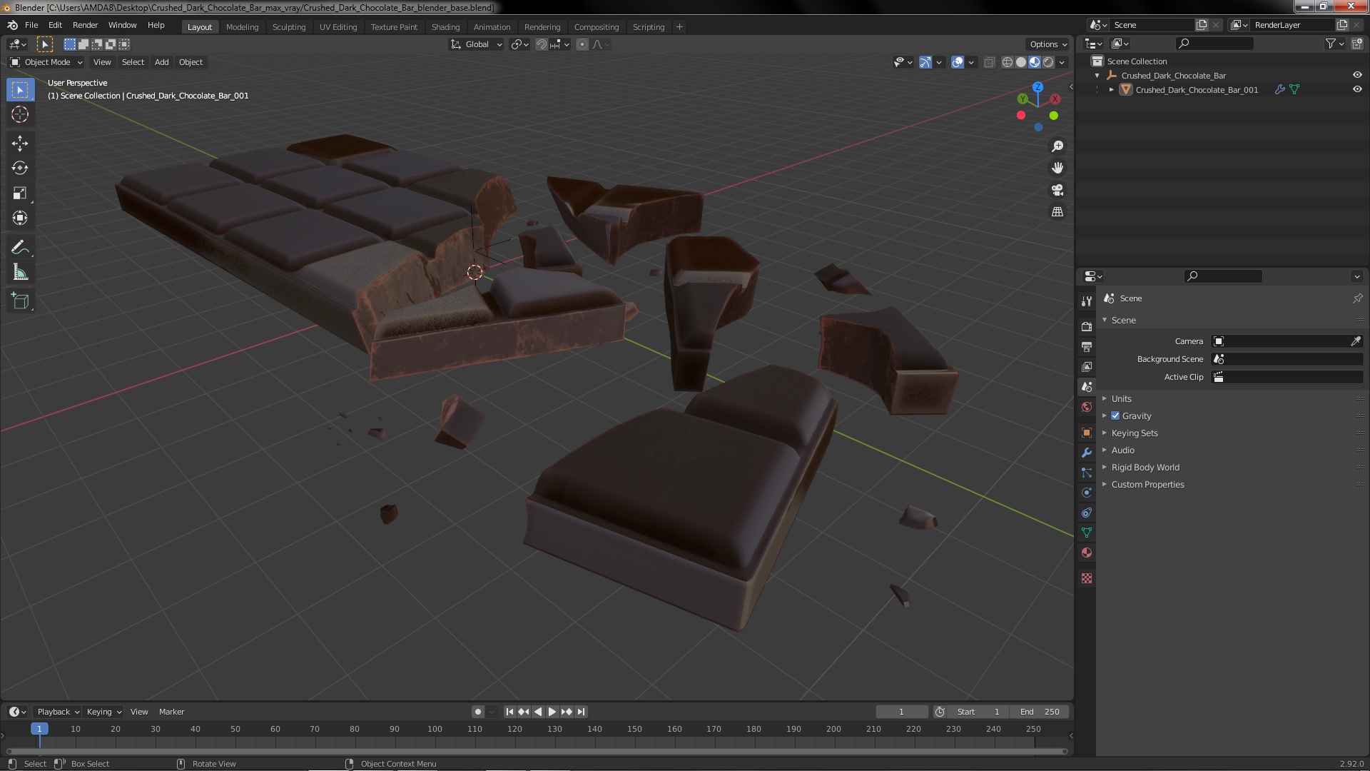 3D Crushed Dark Chocolate Bar