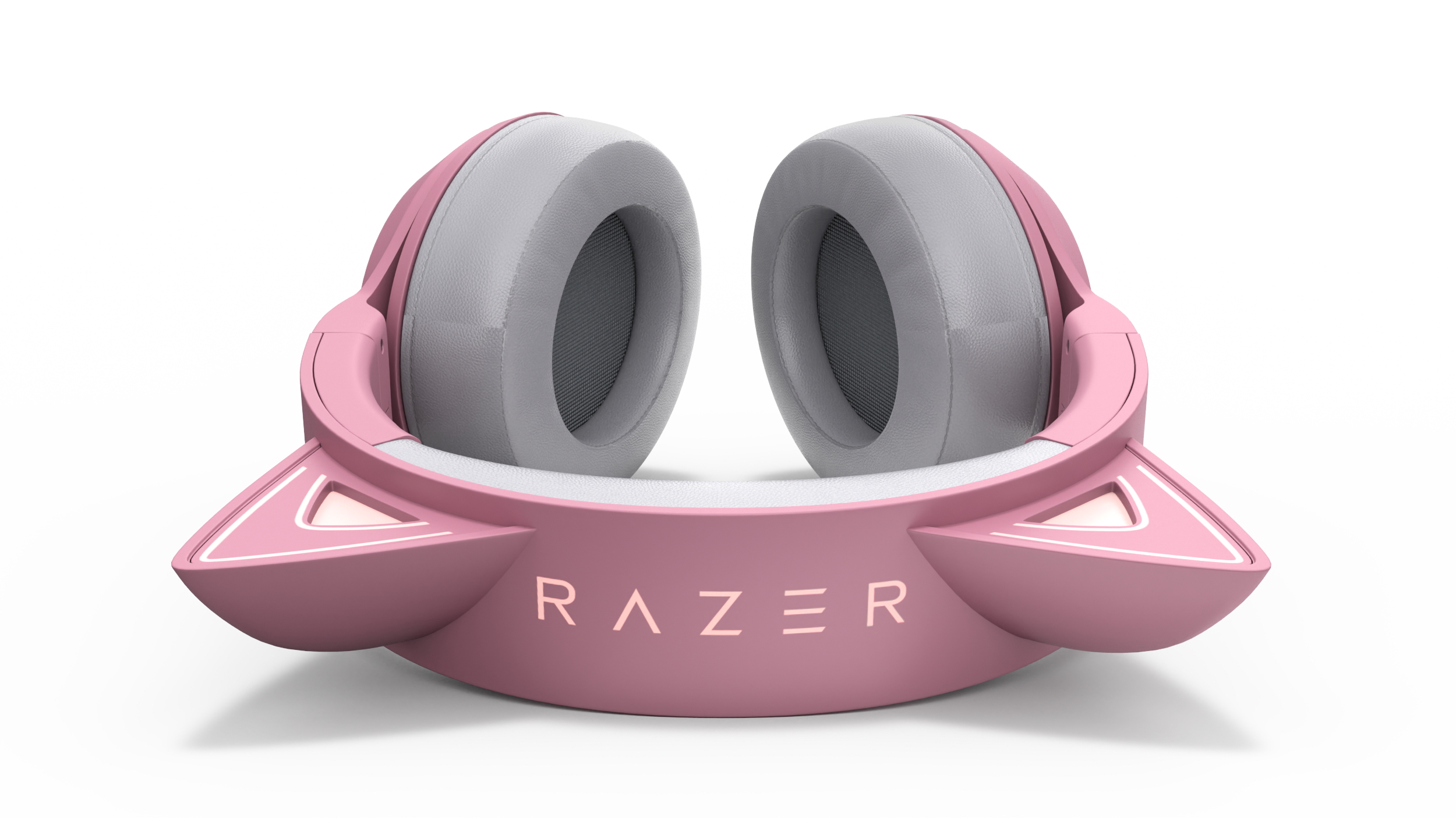 Headphones Razer Kraken BT Kitty Edition Quartz Turned On 3D
