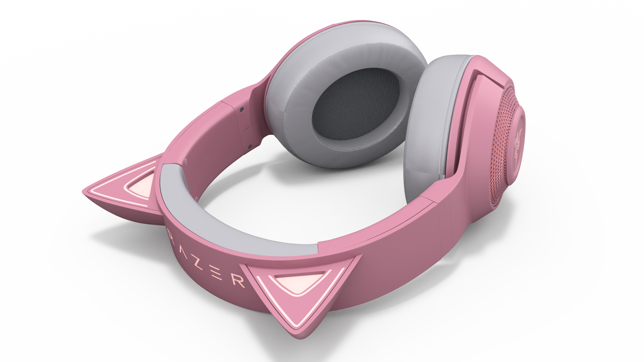 Headphones Razer Kraken BT Kitty Edition Quartz Turned On 3D