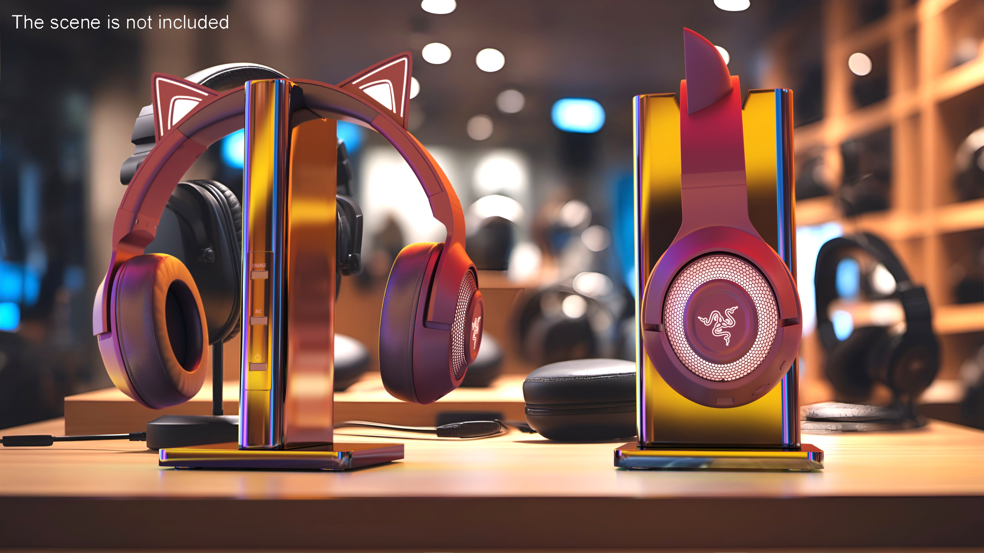 Headphones Razer Kraken BT Kitty Edition Quartz Turned On 3D