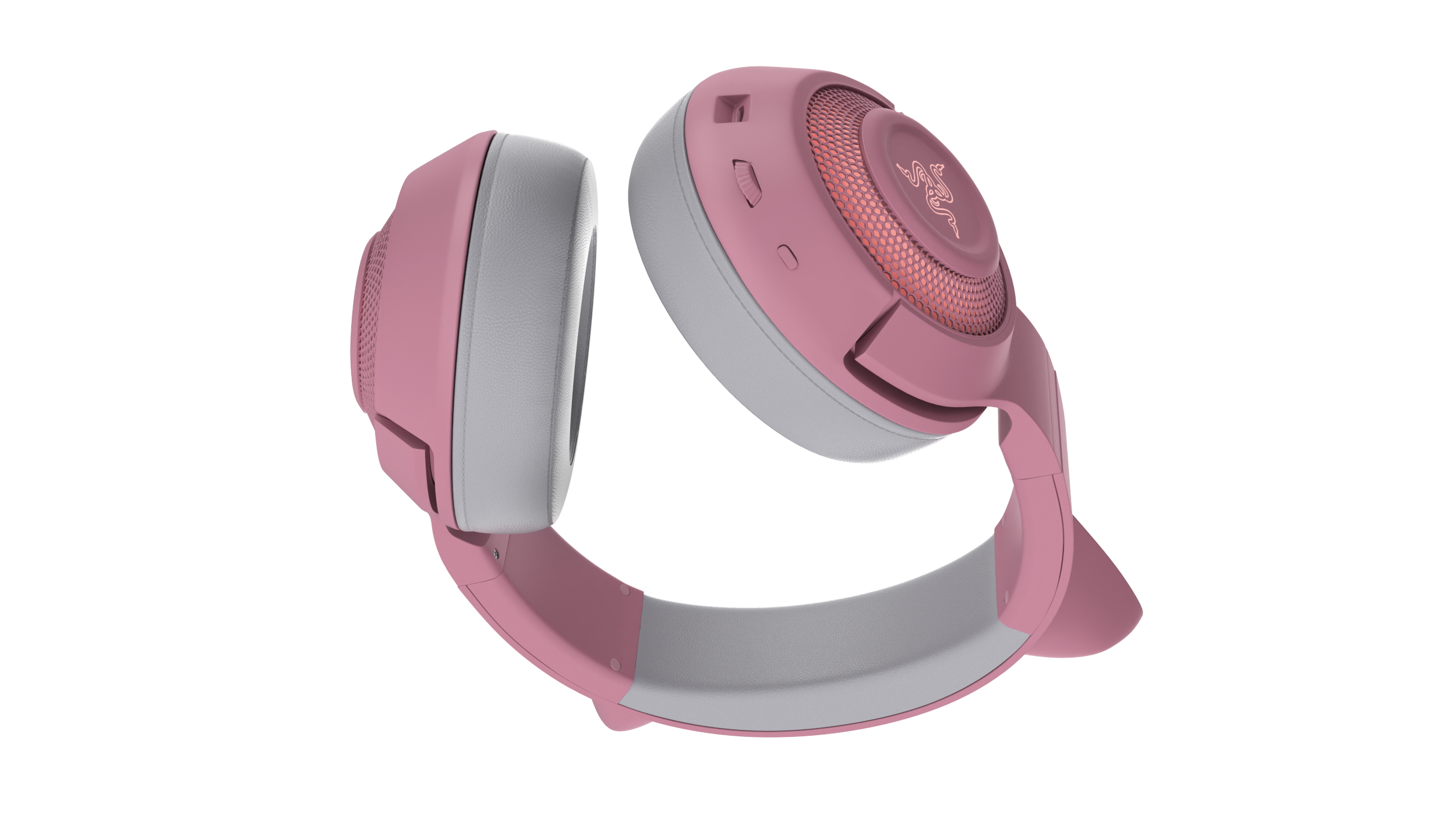 Headphones Razer Kraken BT Kitty Edition Quartz Turned On 3D