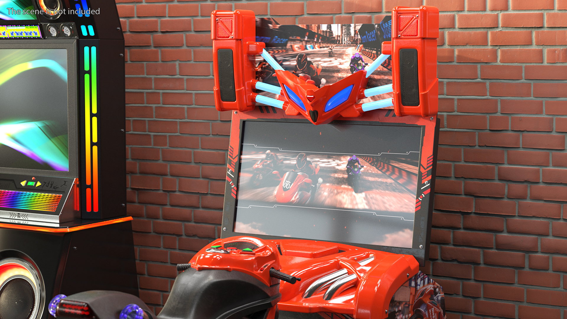 3D model Motorcycle Racing Arcade Machine ON