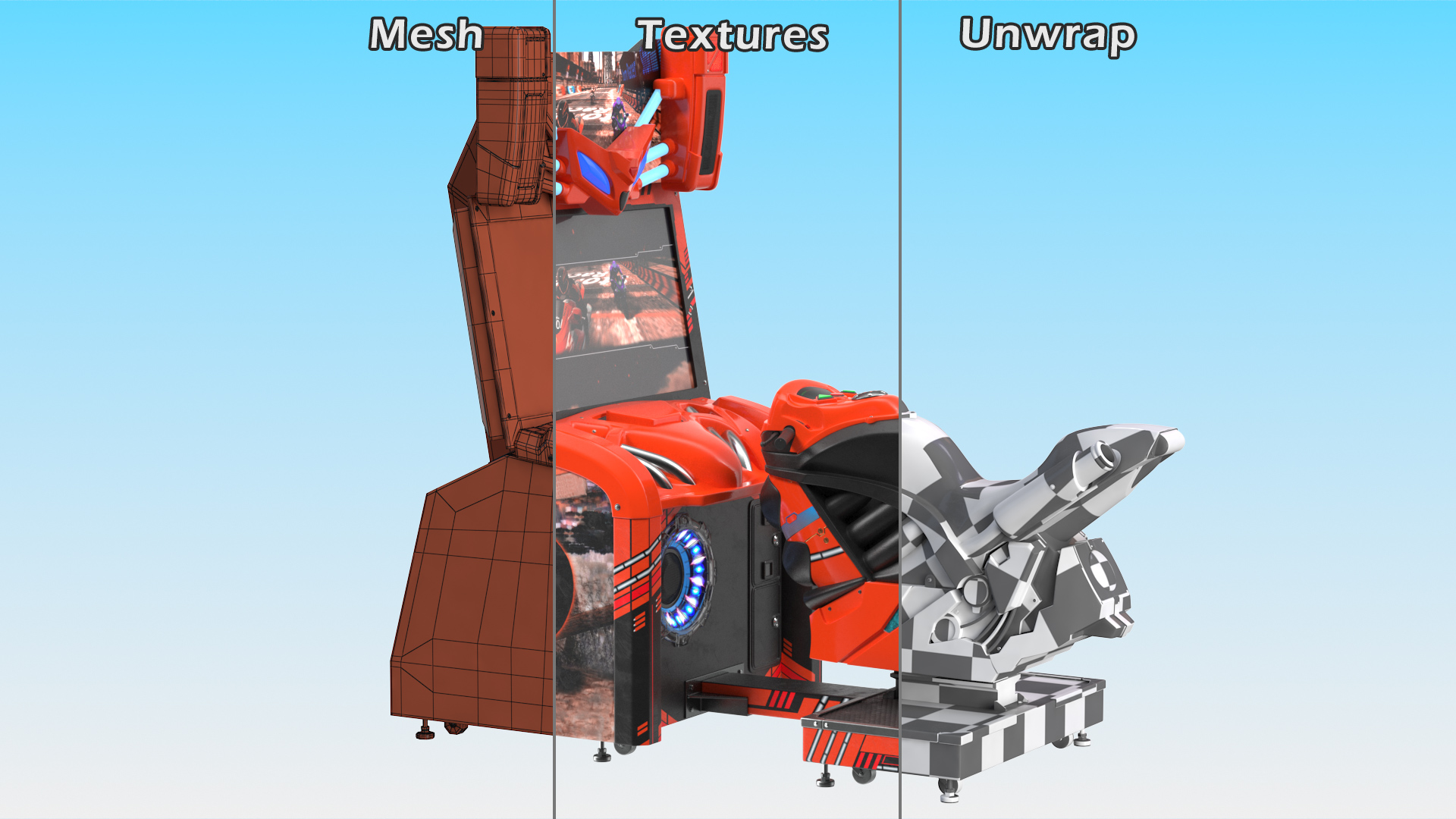 3D model Motorcycle Racing Arcade Machine ON