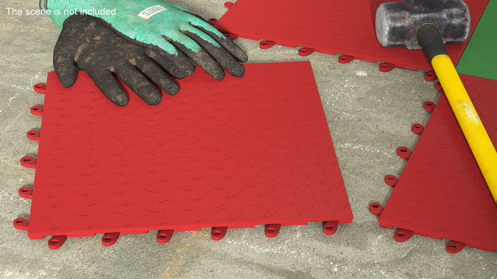 3D model Connectable Floor Mat Red