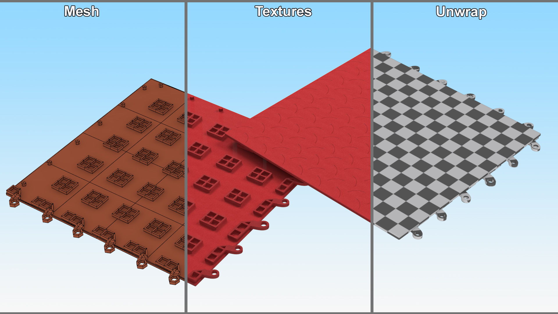 3D model Connectable Floor Mat Red