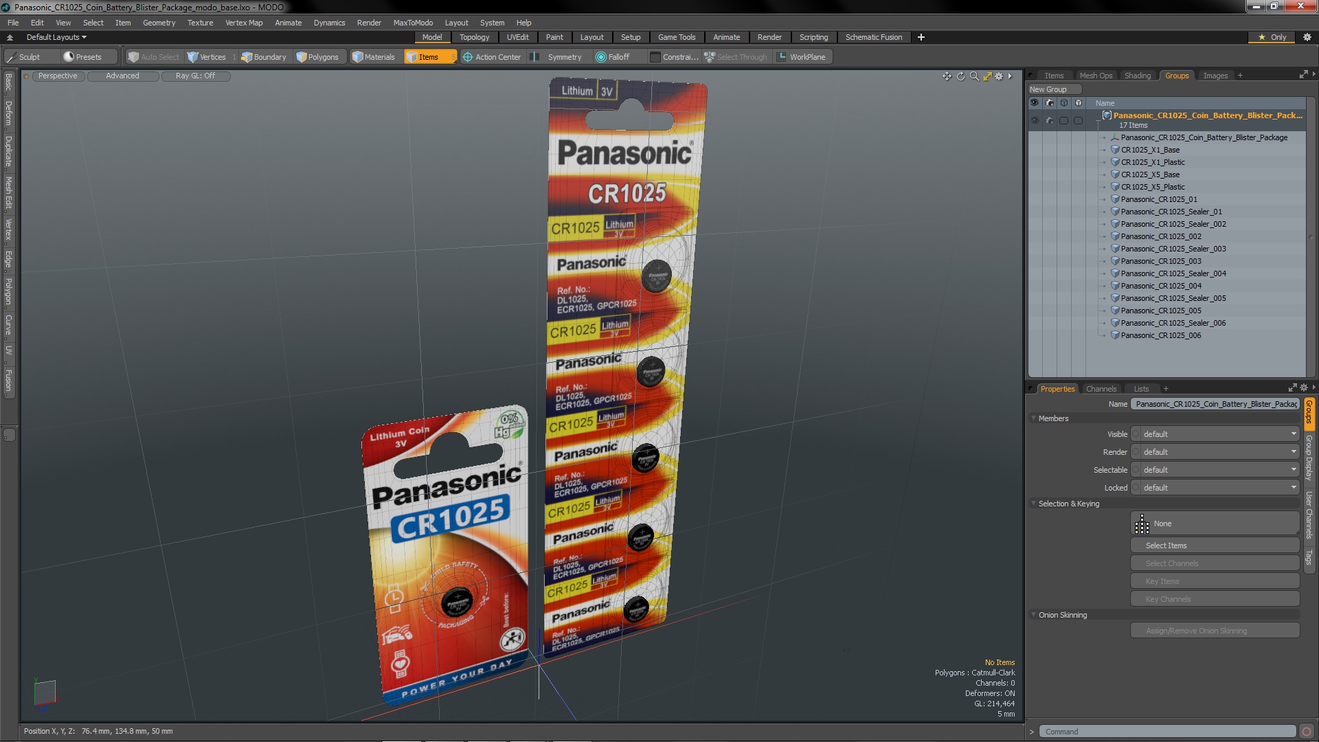 3D model Panasonic CR1025 Coin Battery Blister Package