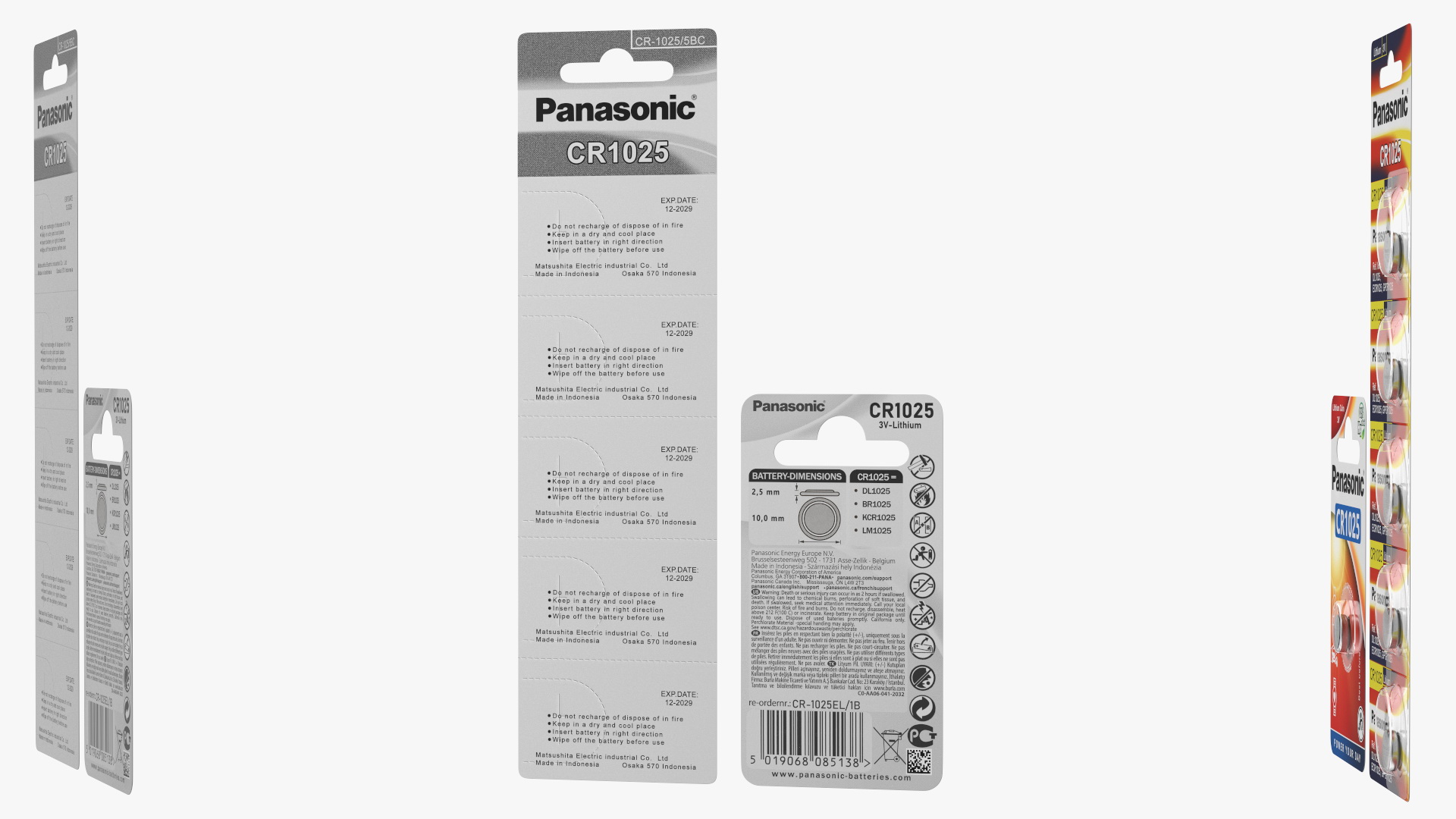 3D model Panasonic CR1025 Coin Battery Blister Package
