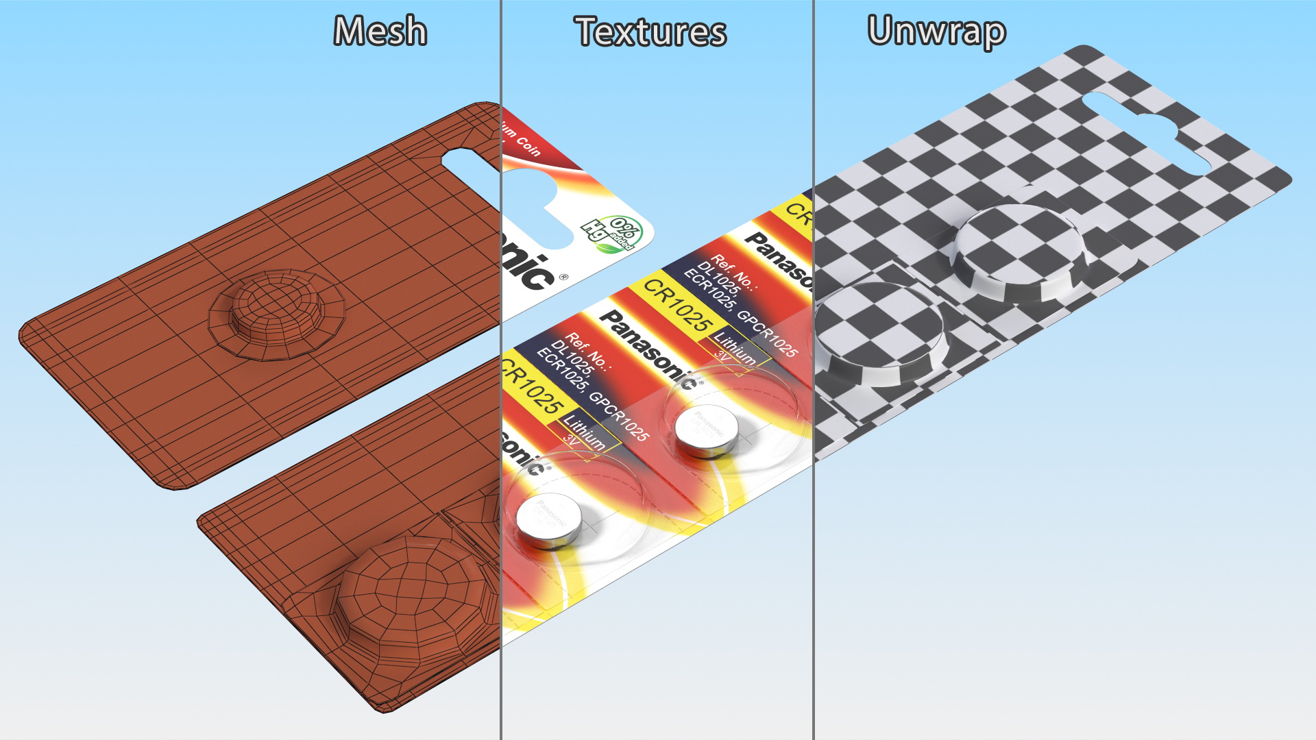 3D model Panasonic CR1025 Coin Battery Blister Package