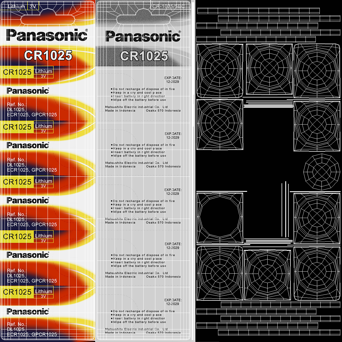 3D model Panasonic CR1025 Coin Battery Blister Package