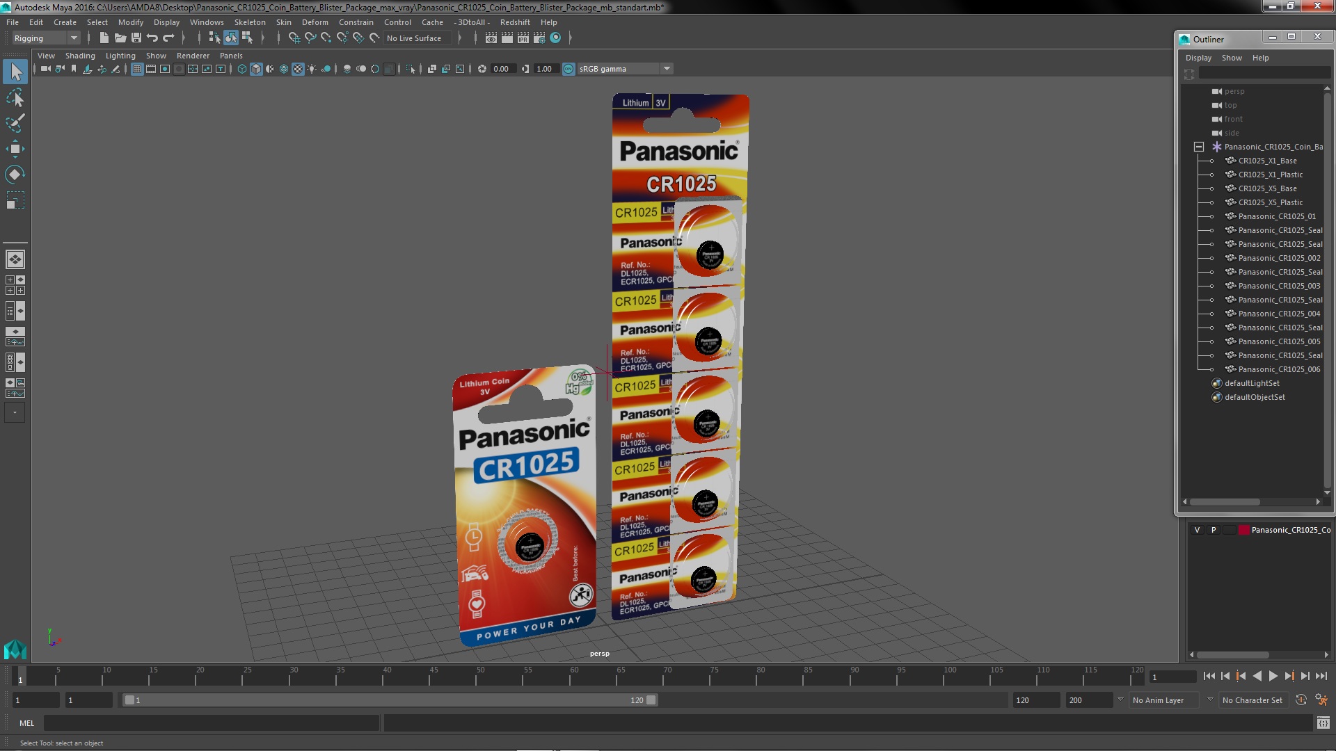 3D model Panasonic CR1025 Coin Battery Blister Package