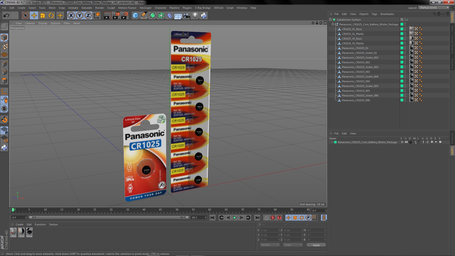 3D model Panasonic CR1025 Coin Battery Blister Package