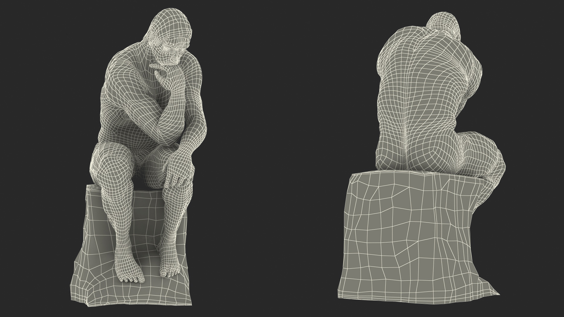 3D model The Thinker Statue Bronze