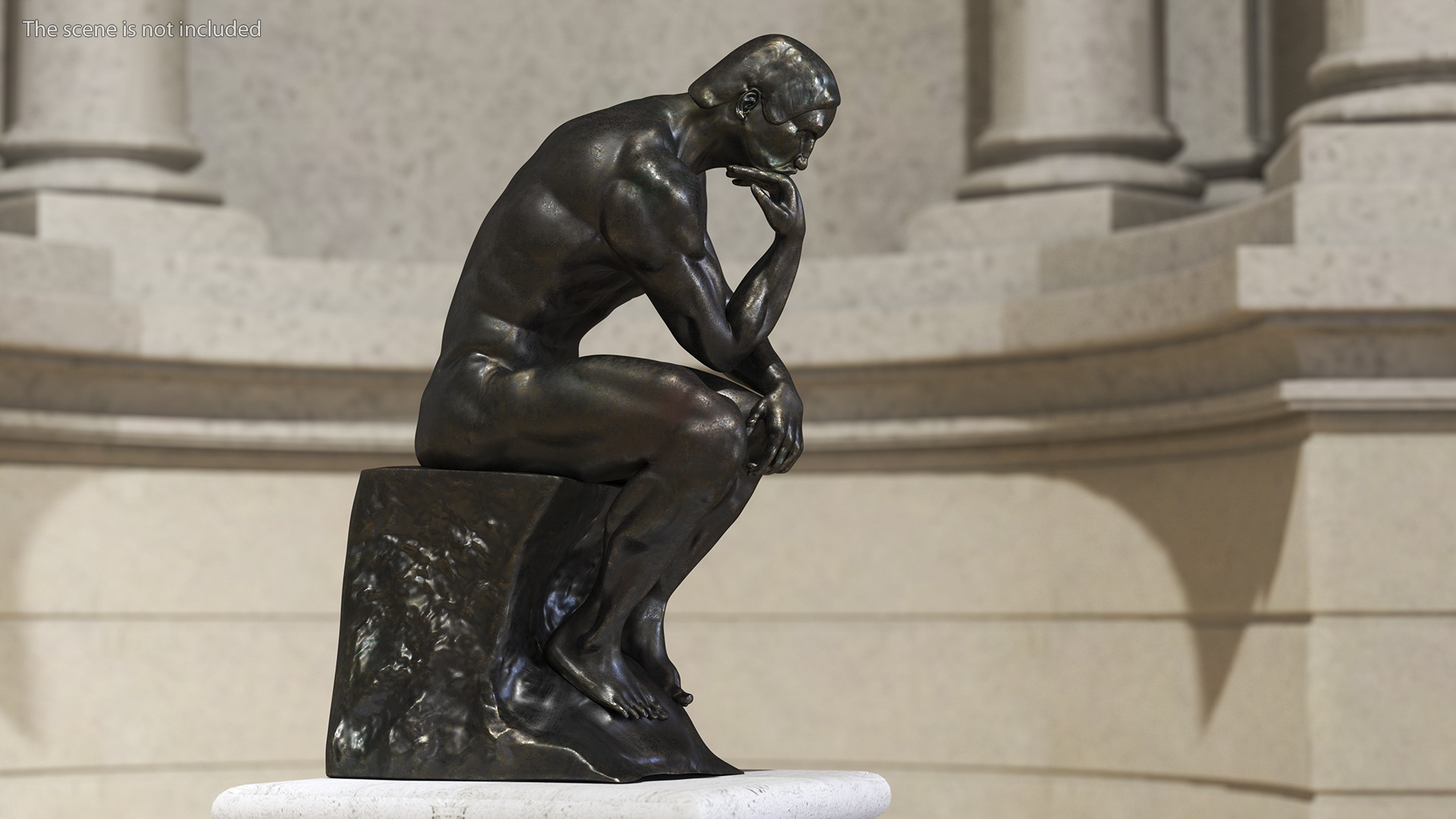 3D model The Thinker Statue Bronze