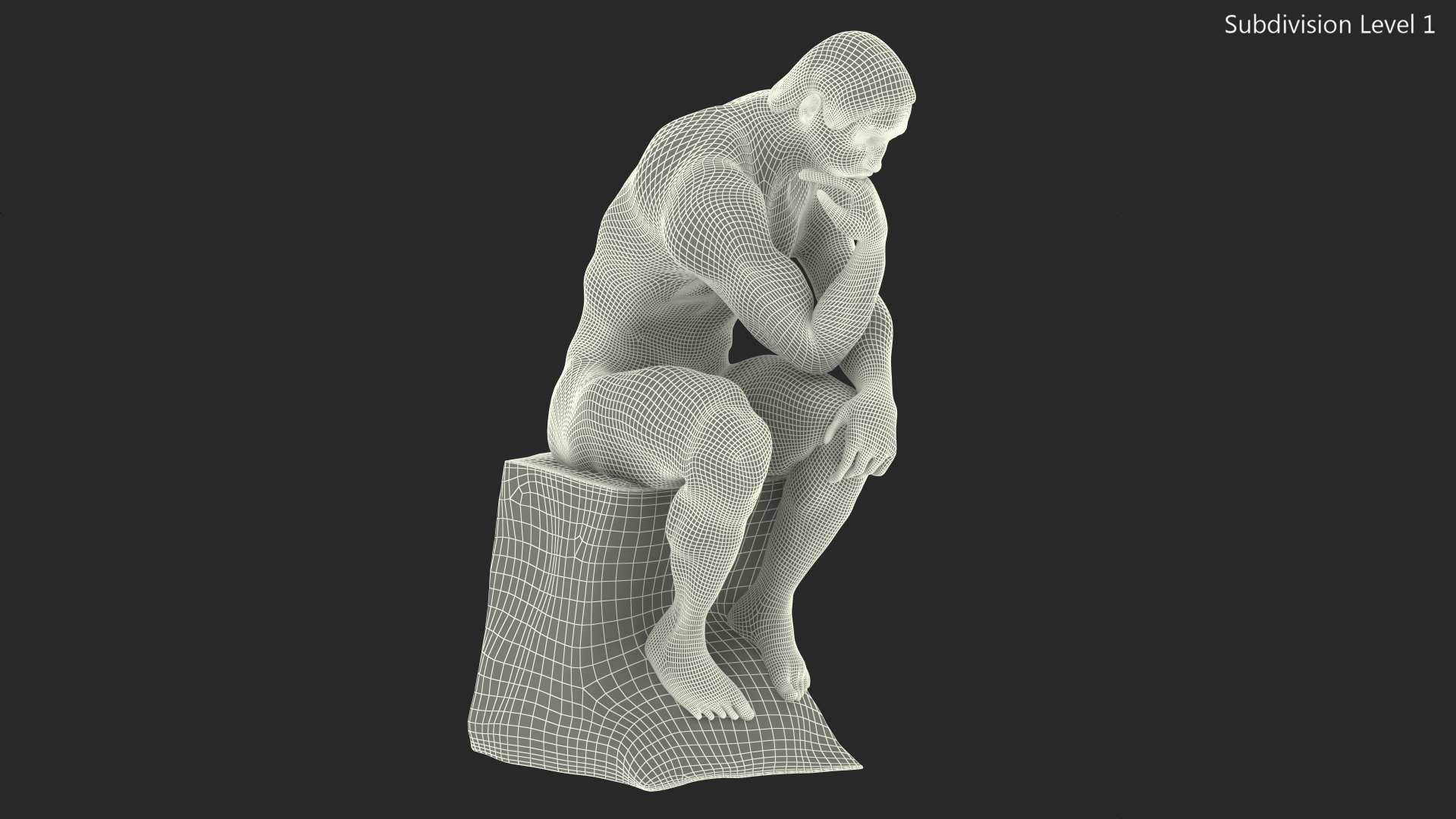 3D model The Thinker Statue Bronze