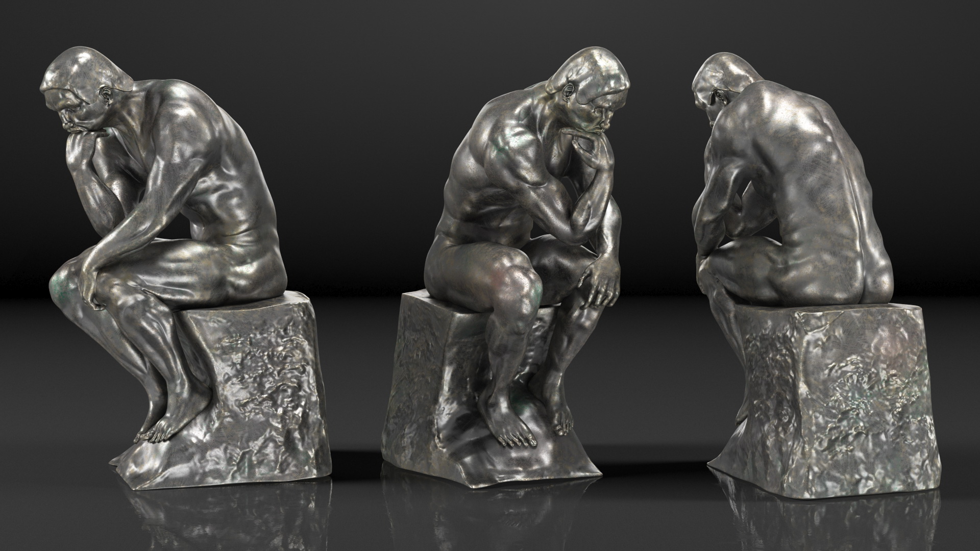 3D model The Thinker Statue Bronze