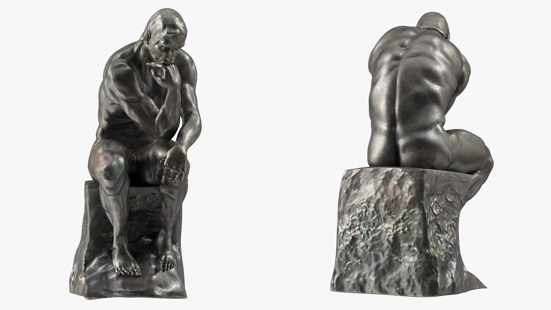 3D model The Thinker Statue Bronze