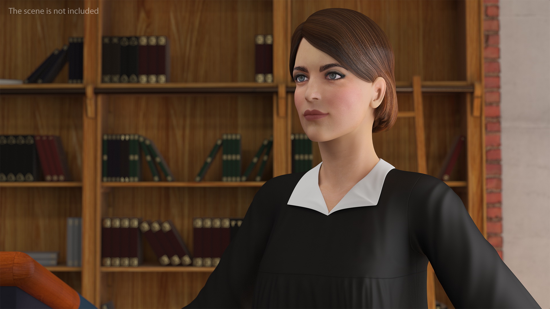 3D model Female Judge with Gavel T Pose