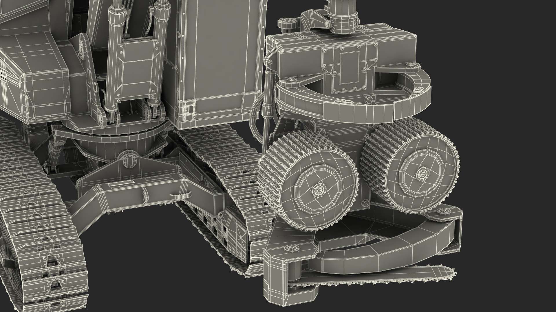 Tigercat 855D Tracked Harvester Dirty Rigged 3D model
