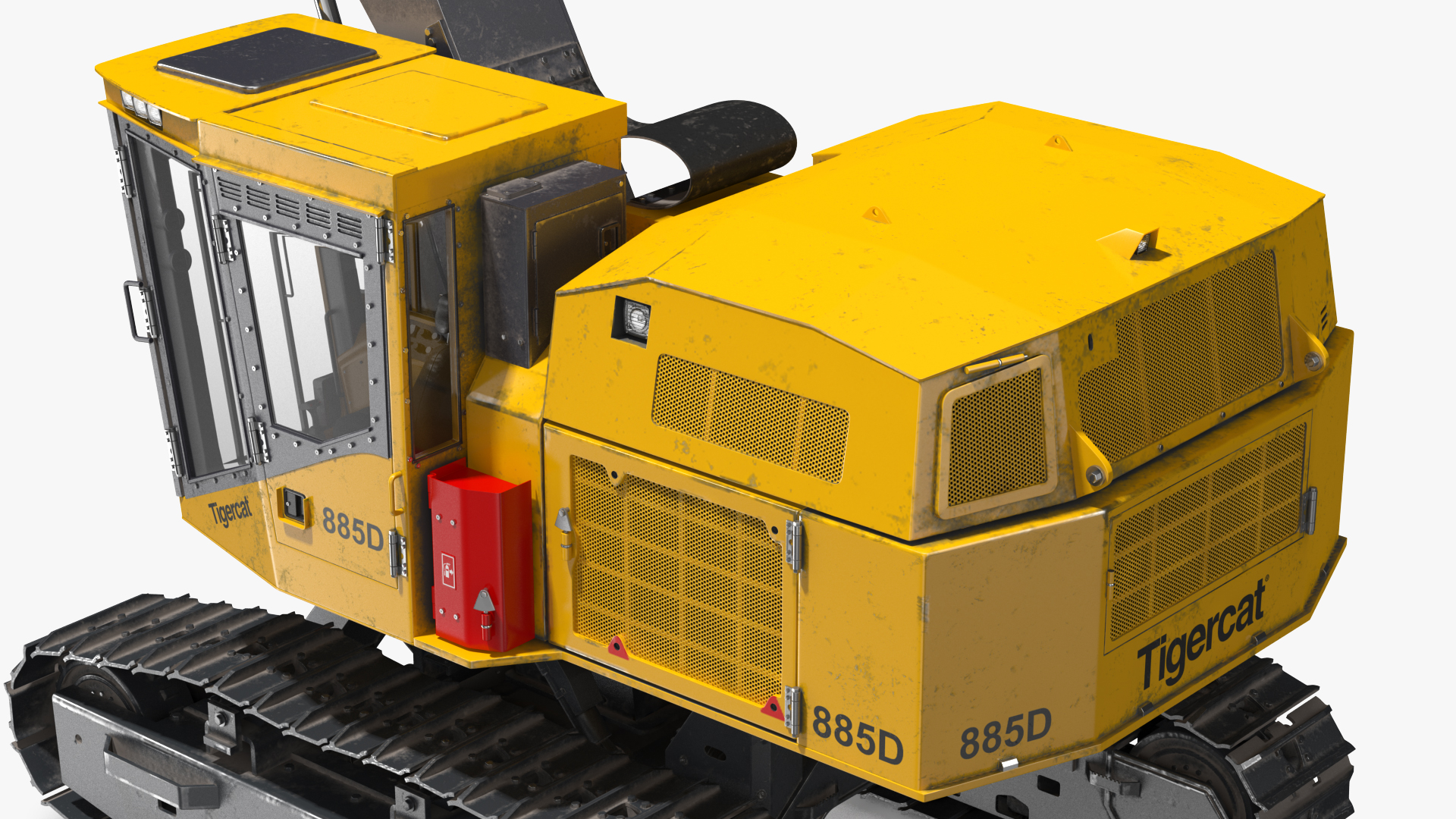 Tigercat 855D Tracked Harvester Dirty Rigged 3D model