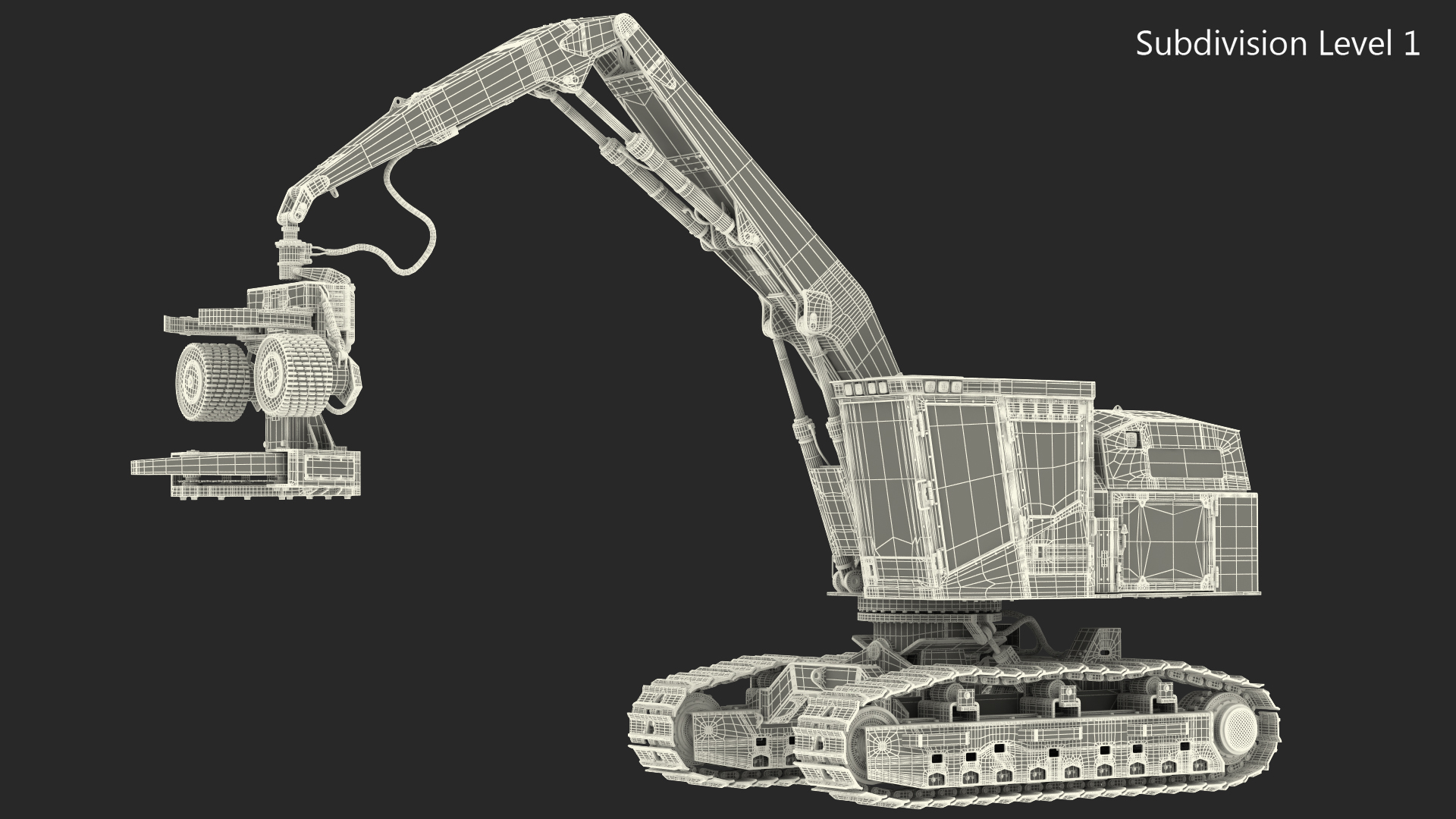 Tigercat 855D Tracked Harvester Dirty Rigged 3D model