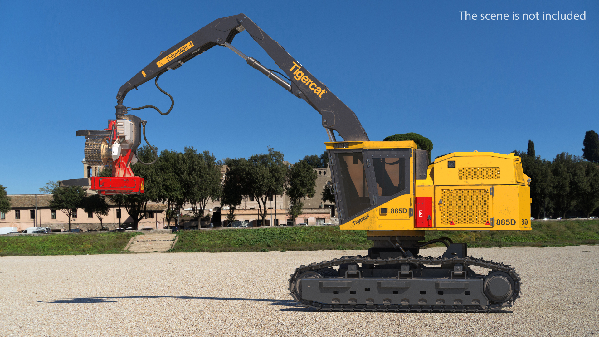 Tigercat 855D Tracked Harvester Dirty Rigged 3D model