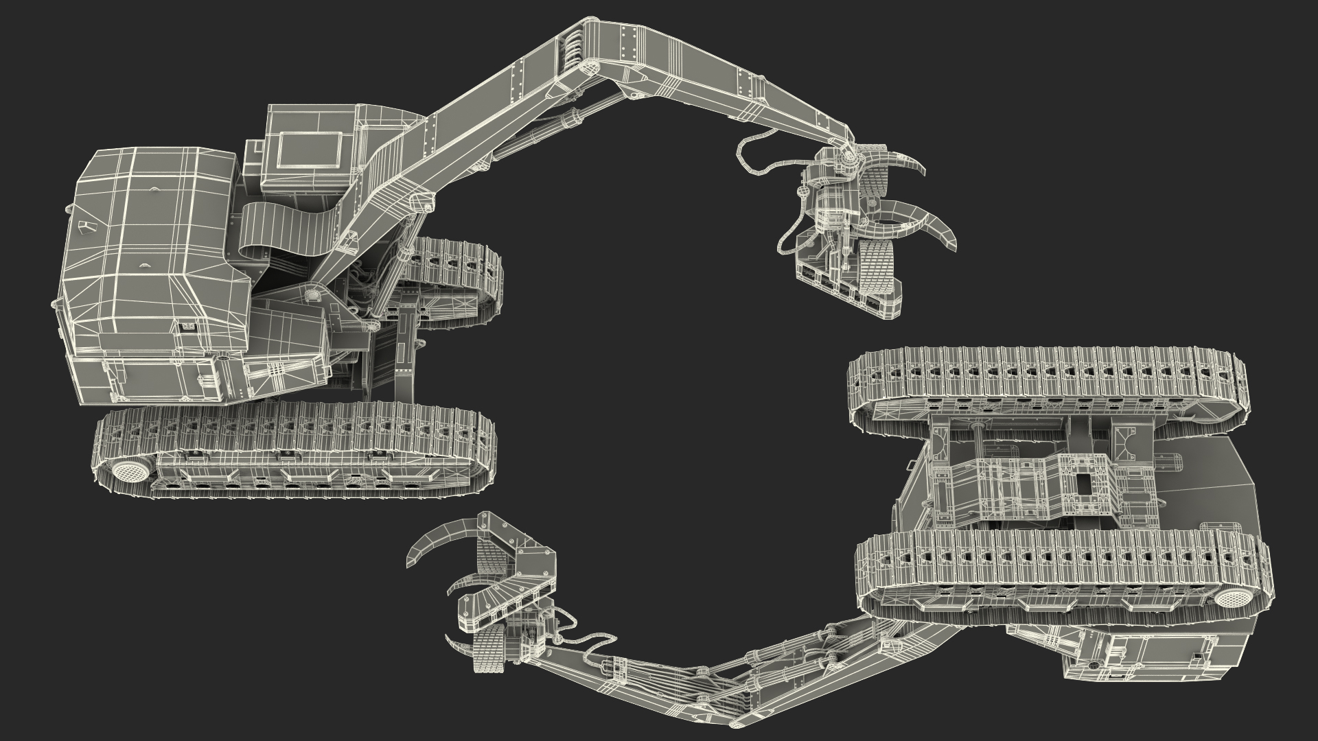 Tigercat 855D Tracked Harvester Dirty Rigged 3D model