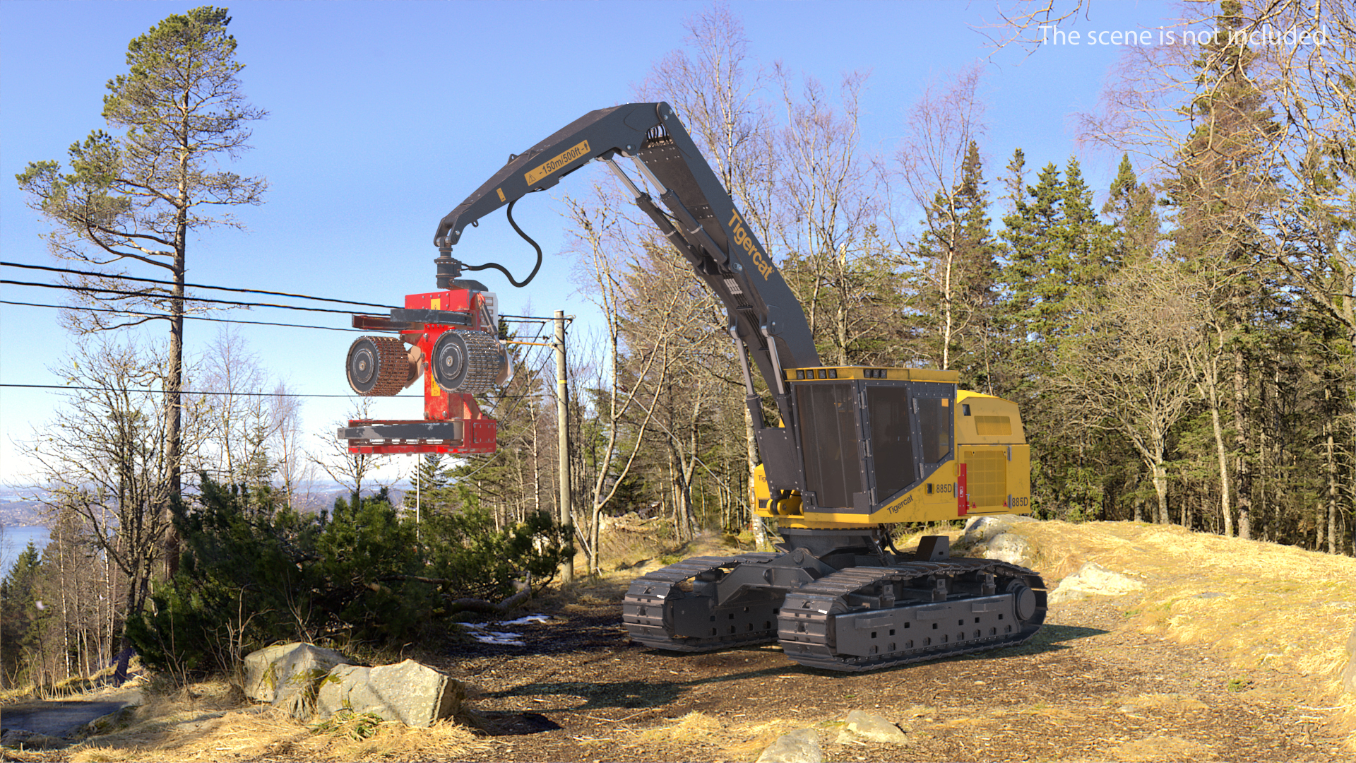Tigercat 855D Tracked Harvester Dirty Rigged 3D model