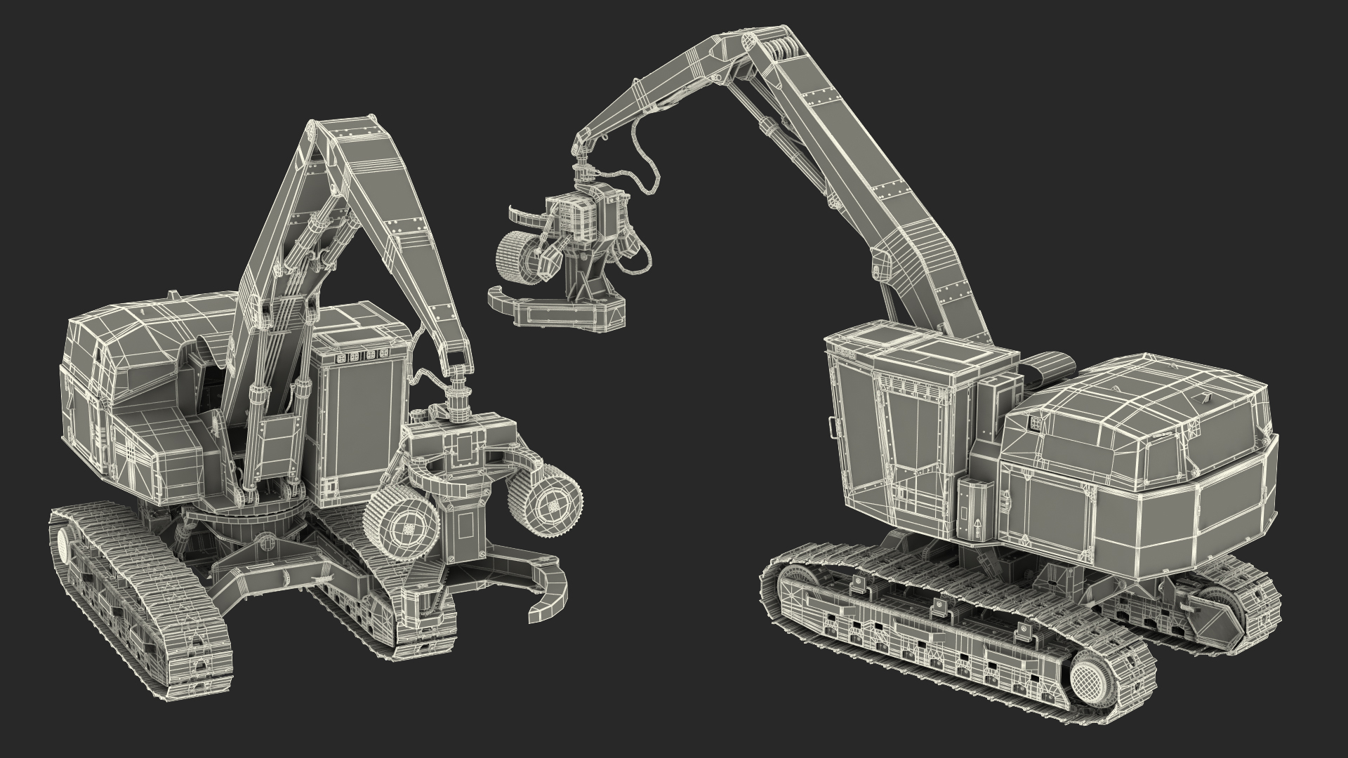 Tigercat 855D Tracked Harvester Dirty Rigged 3D model