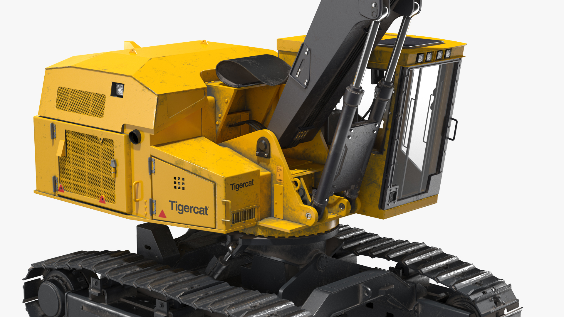 Tigercat 855D Tracked Harvester Dirty Rigged 3D model
