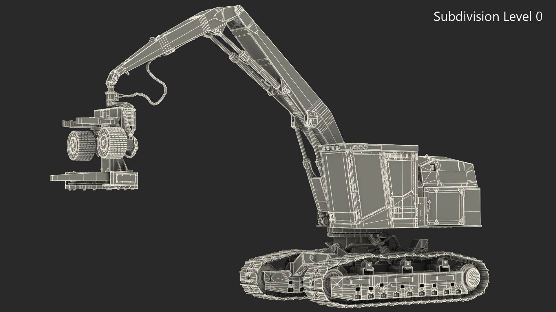 Tigercat 855D Tracked Harvester Dirty Rigged 3D model