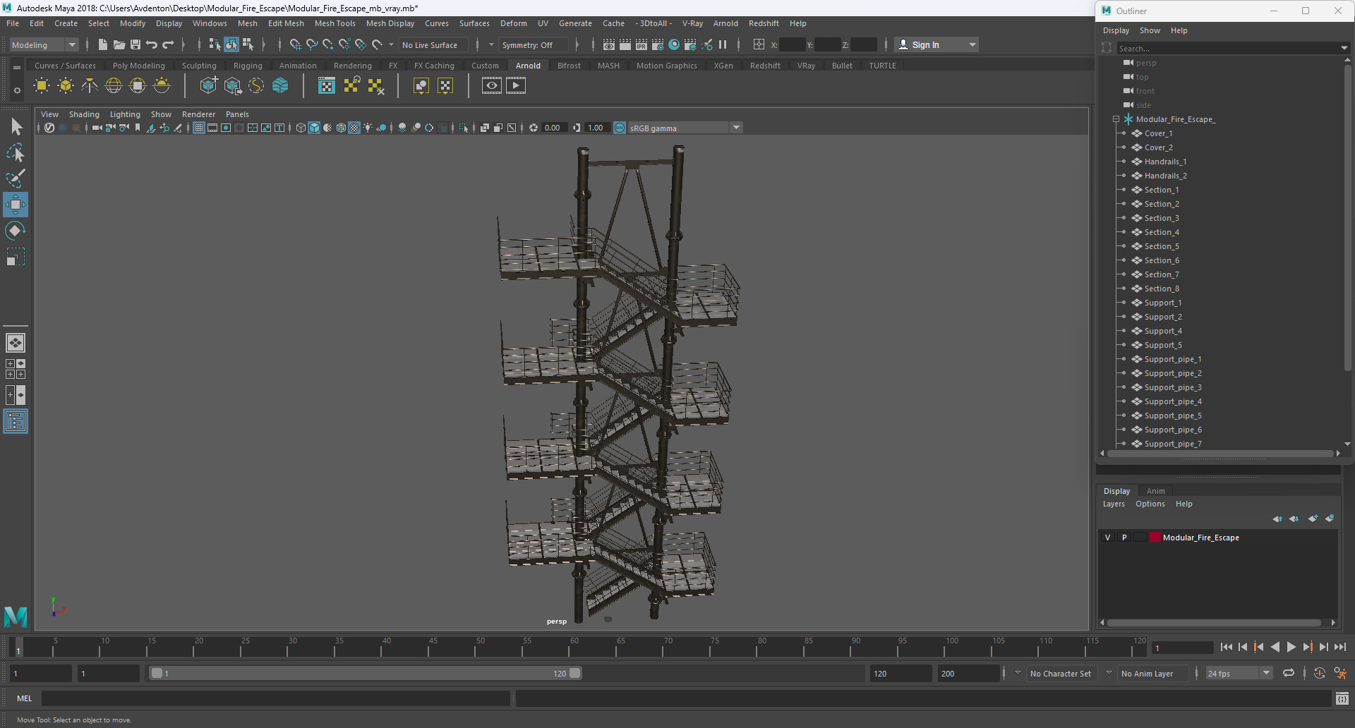 Modular Fire Escape 3D model