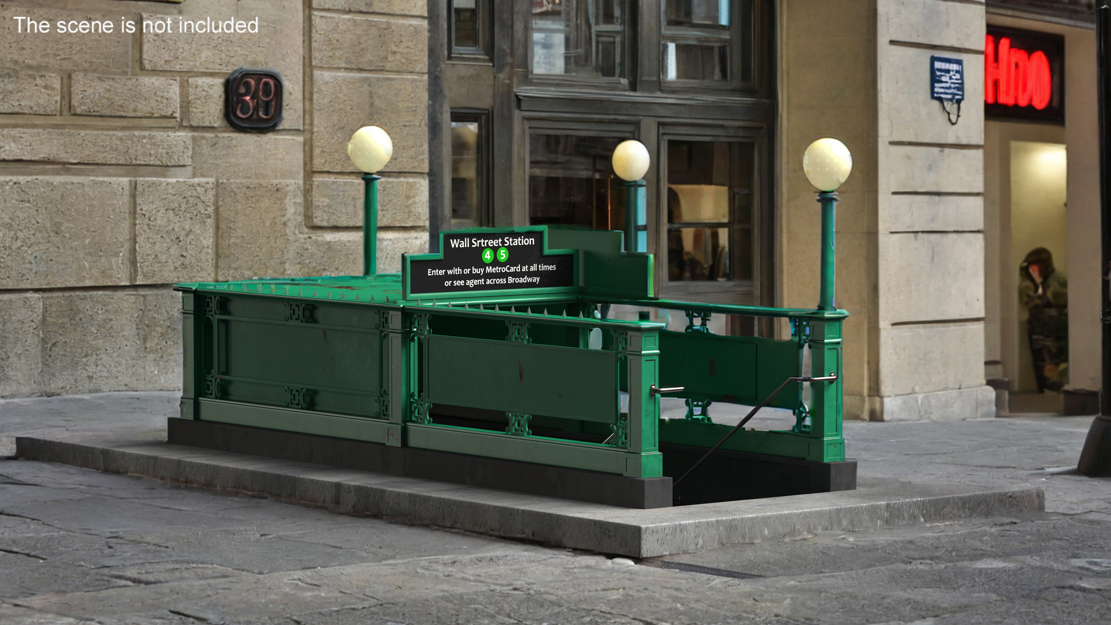 Wall Street Subway Station Entrance Rigged 3D