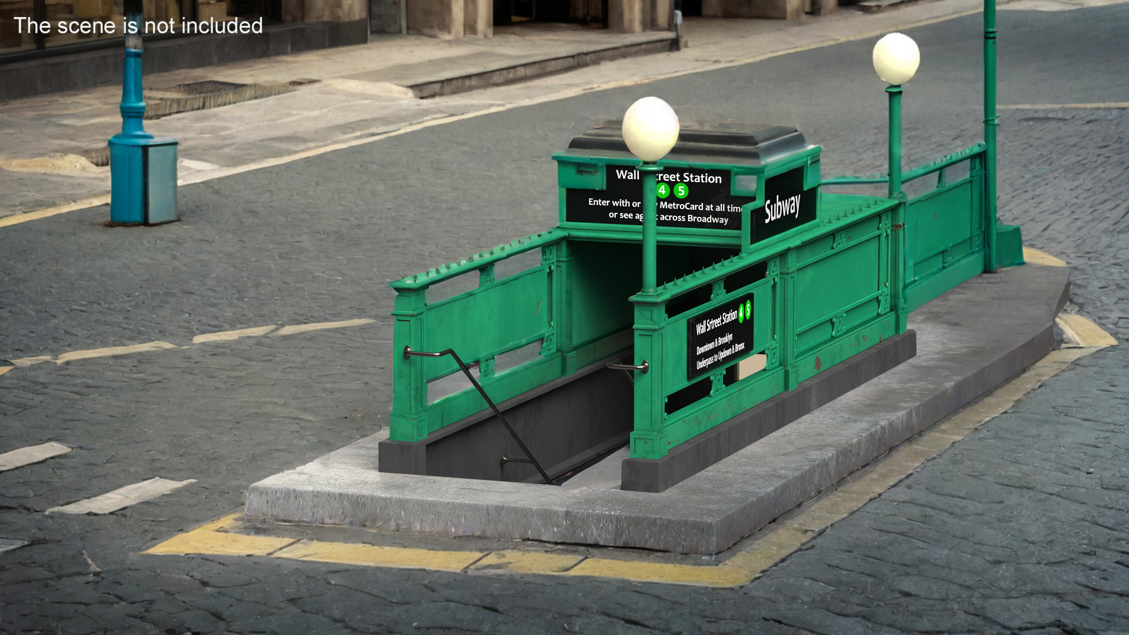 Wall Street Subway Station Entrance Rigged 3D