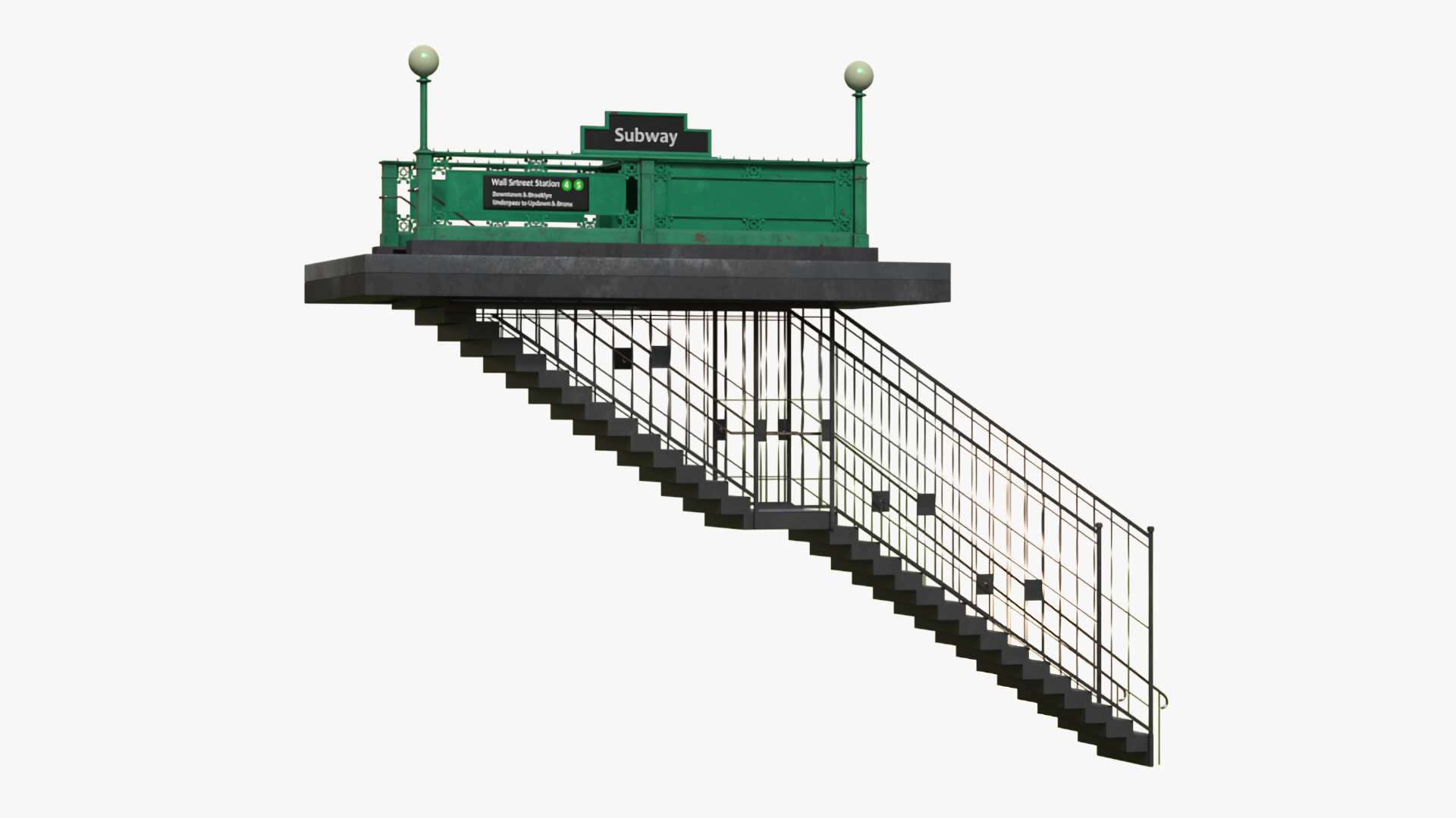 Wall Street Subway Station Entrance Rigged 3D