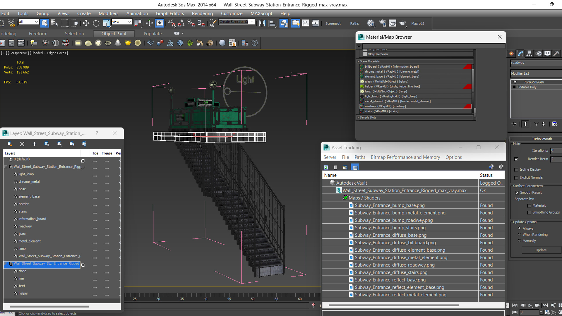 Wall Street Subway Station Entrance Rigged 3D