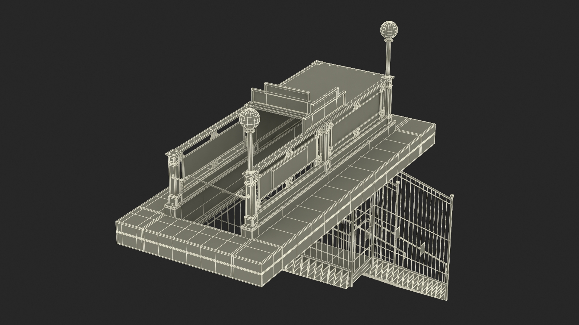 Wall Street Subway Station Entrance Rigged 3D