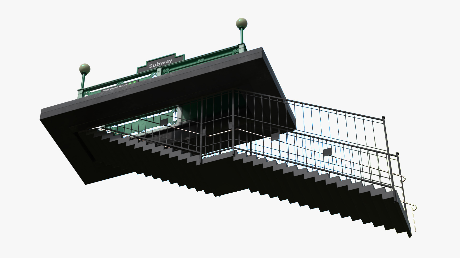 Wall Street Subway Station Entrance Rigged 3D