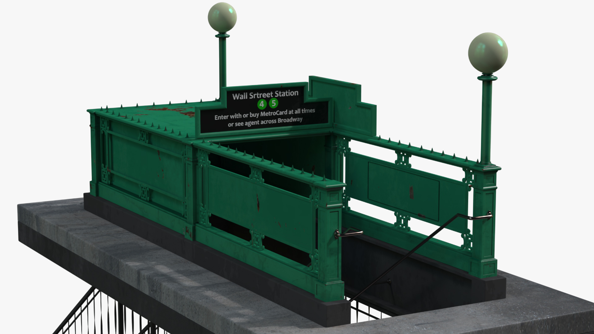 Wall Street Subway Station Entrance Rigged 3D