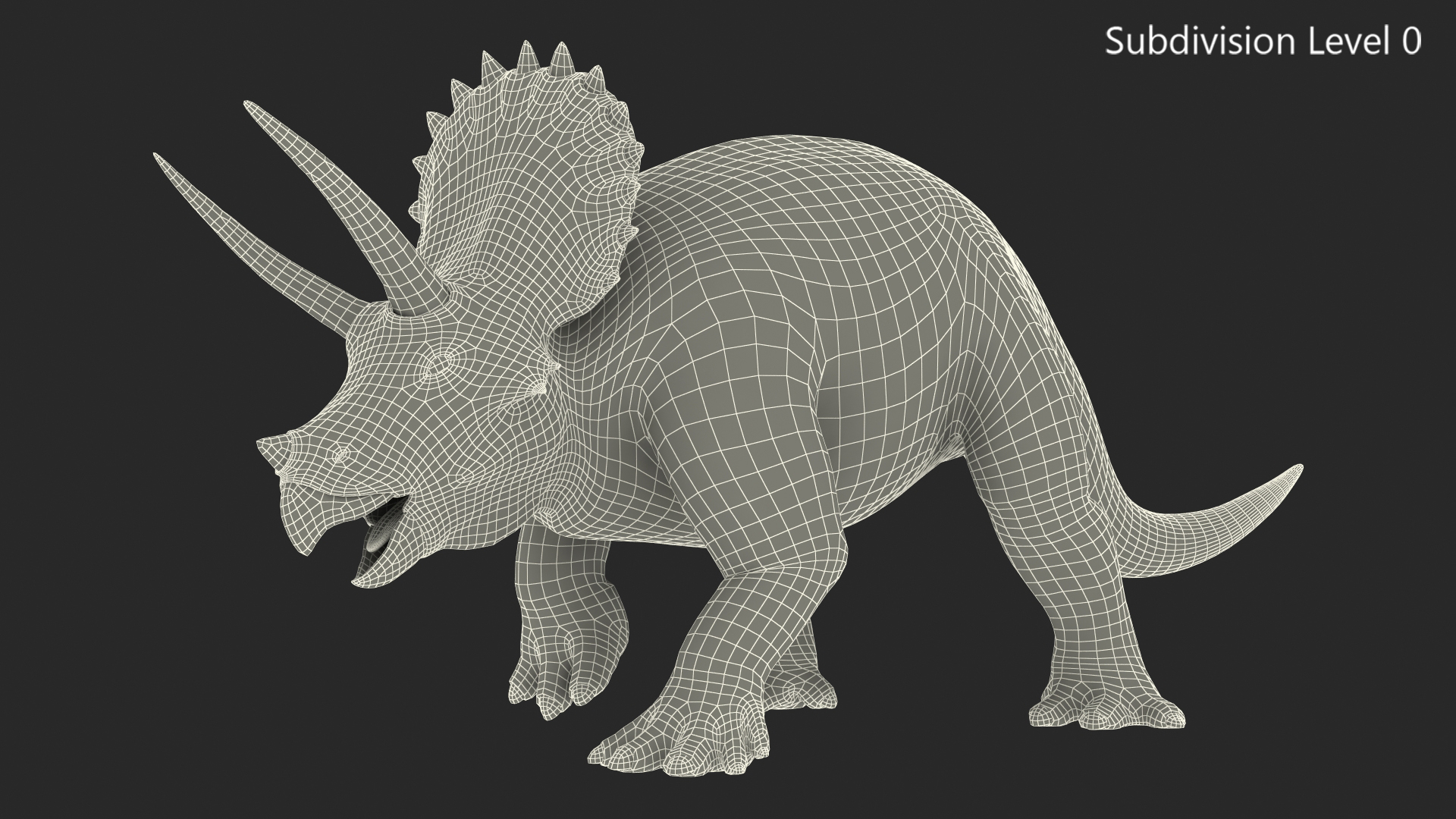 3D model Triceratops Skeleton Walking Pose with Transparent Skin