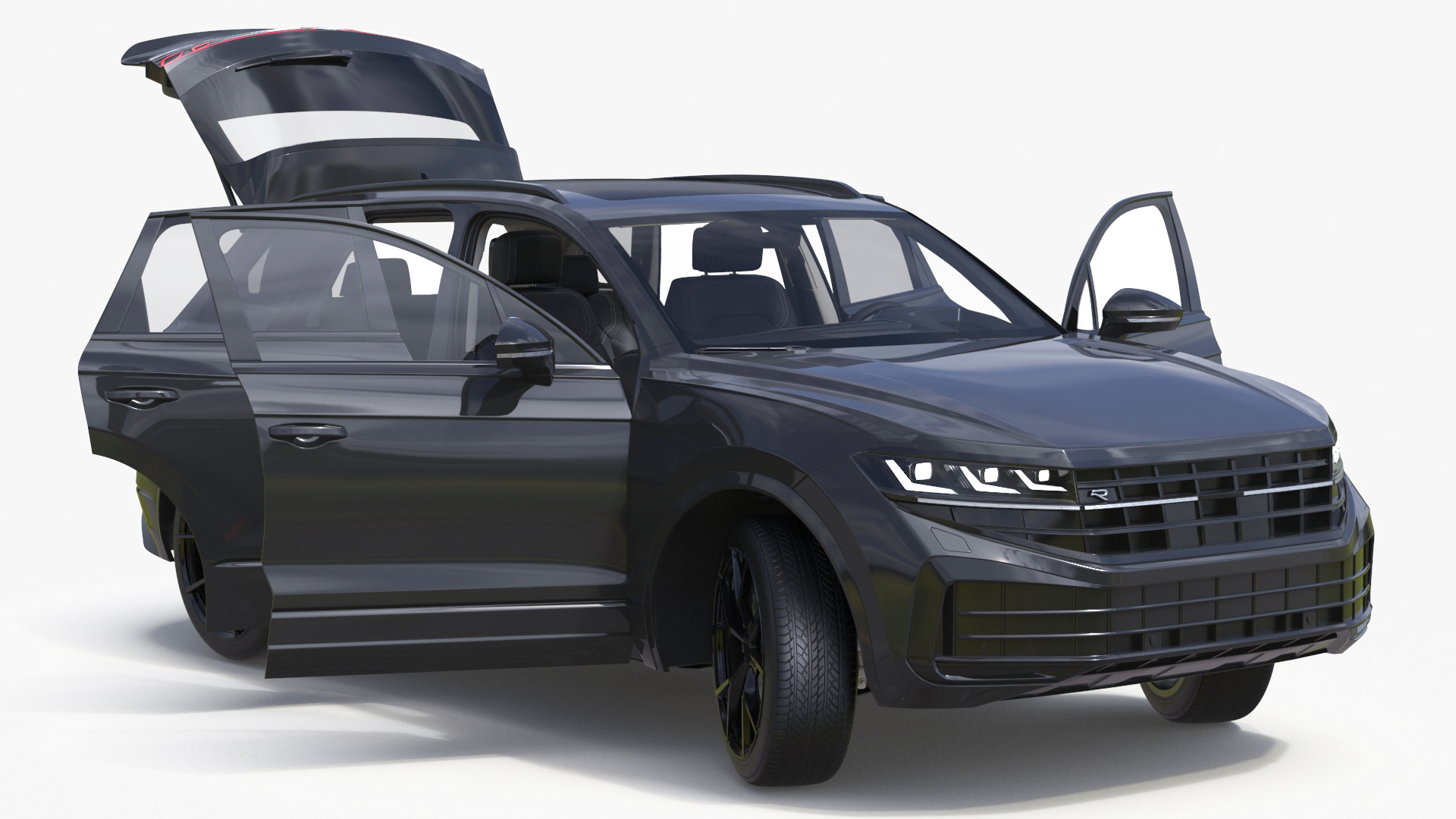 Hybrid Electric SUV Black Lights On Rigged 3D